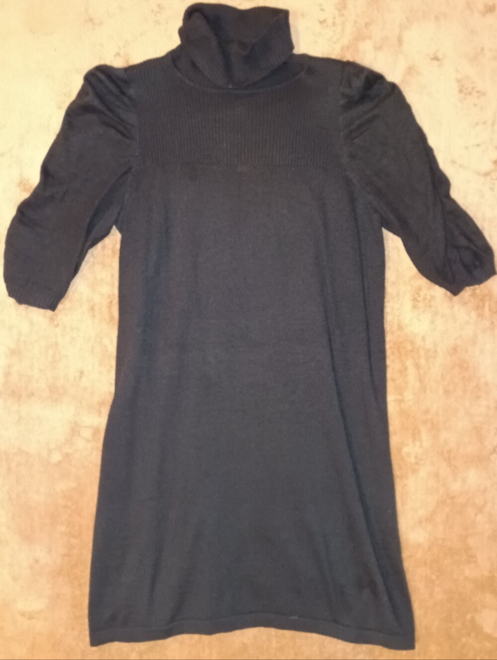 Max Studio Turtleneck Puff-Sleeve Sweater Dress in Dark Green - Picture 3 of 5